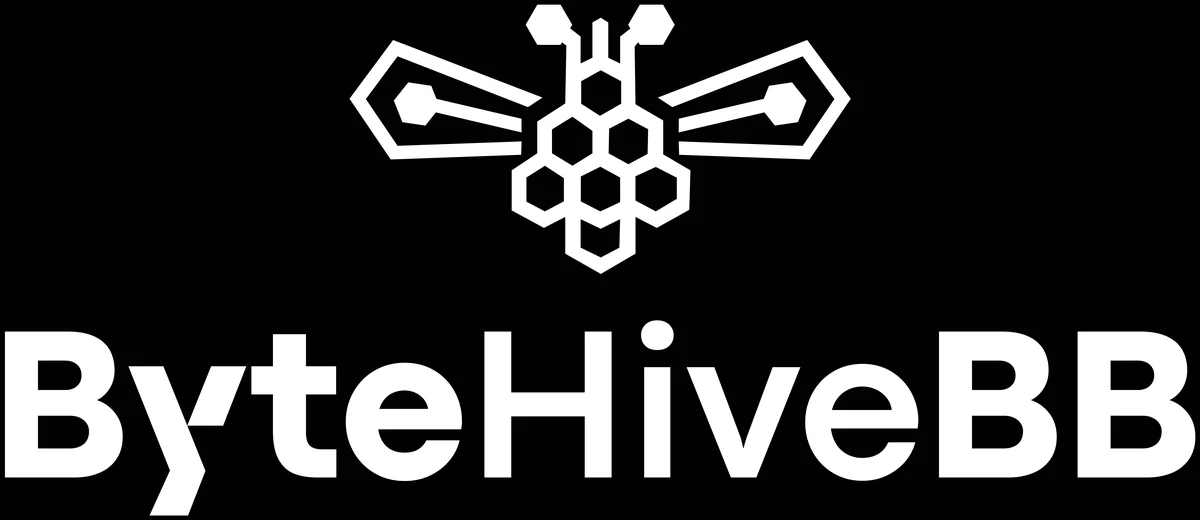 ByteHiveBB logo — Mono — white